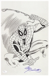 1990s Joe Sinnott Spiderman Dark Pencil Sketch Signed 11x17 B&W Print (JSA)