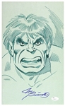 1990s Joe Sinnott Incredible Hulk Pencil Convention Sketch Signed 11x17 Print (JSA)
