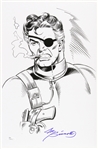 1980s Joe Sinnott Nick Fury Torso Pencil Commission Sketch Signed 11x17 Print (JSA) 