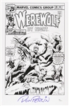 1976 Don Perlin Werewolf By Night #38 Ink Sketch Signed 11x17 Print (JSA)