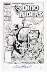 1989 Don Perlin Dino Riders #1 Cover Sketch Signed 11x17 Print (JSA)
