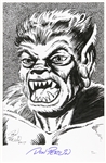 1990s circa Don Perlin Werewolf By Night Ink Commission Sketch Signed 11x17 Print (JSA)