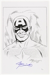 1990s Joe Sinnott Captain America Signed 11x17 Pencil Print (JSA)