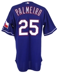 2002 (May 7) Rafael Palmeiro Texas Rangers Signed Game Worn Alternate Jersey (MEARS A10/JSA/Player Letter) Career HR #455