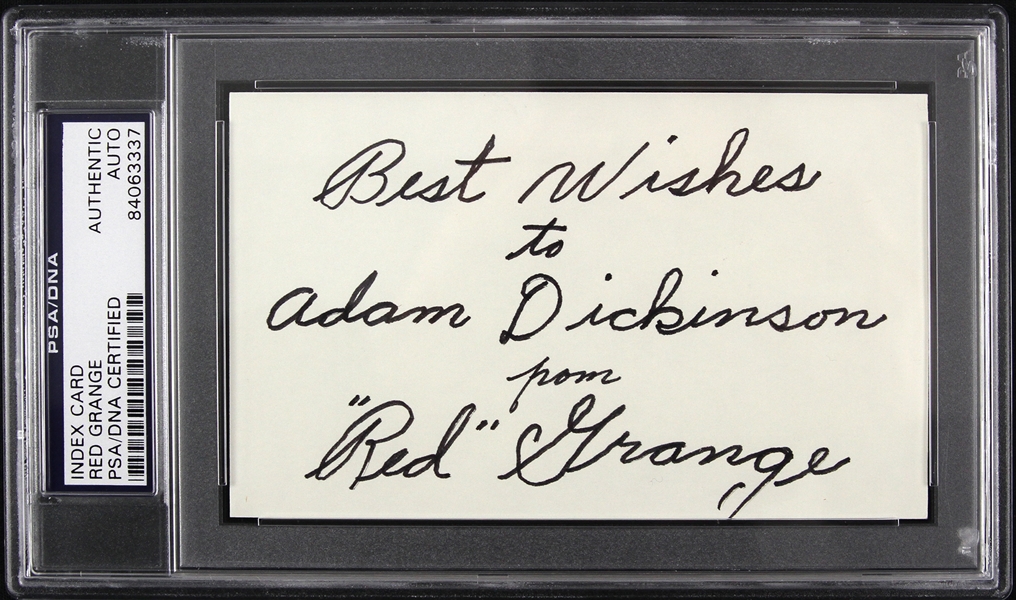 1920s Chicago Bears Illinois Red Grange Autographed Index Card (PSA/DNA Certified)