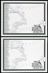 Autographed Negro League Baseball Place Cards Including Dennis Biddle, Sherwood Brewer, and More (Lot of 2) (JSA)