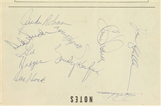 1955 Brooklyn Dodgers Multi Signed World Series Program Insert w/ 9 Signatures Including Jackie Robinson, Sandy Koufax, Duke Snider & More (*Full JSA Letter*) 