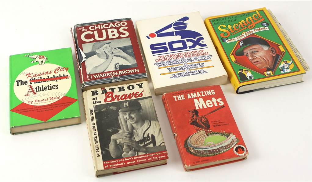 1946-84 Baseball Book Collection - Lot of 6 w/ Casey Stengel, Kansas City Athletics, Milwaukee Braves & More