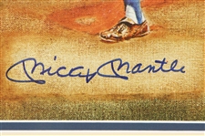 1983 Mickey Mantle Willie Mays Duke Snider Signed 30 x 42 Framed Willie, Mickey & The Duke Lithograph (JSA) 256/1603