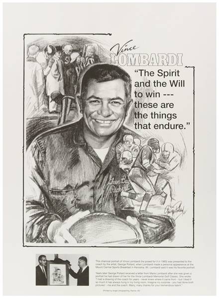 1990s Vince Lombardi Green Bay Packers 16" x 20" Lithograph