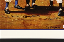 1986 Mickey Mantle Willie Mays Duke Snider Signed 27 x 31 Framed Ron Lewis Lithograph (JSA) 176/500