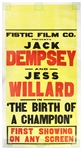 1939 Jack Dempsey & Jess Willard 44"x 83" The Birth of a Champion Canvas Film Poster