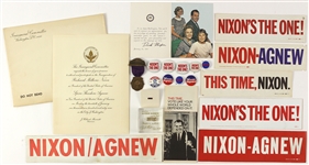 1960s Richard Nixon Pinbacks, Bumperstickers, and more (Lot of 20)