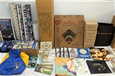 1950s- to present Baseball Memorabilia Collection (Lot of 500+) Including 1969 Seattle Pilots Milk Glasses Unopened Case