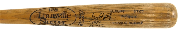 1981 Gaylord Perry Atlanta Braves Louisville Slugger Professional Model Autographed Game Used Bat (MEARS A9 / JSA)