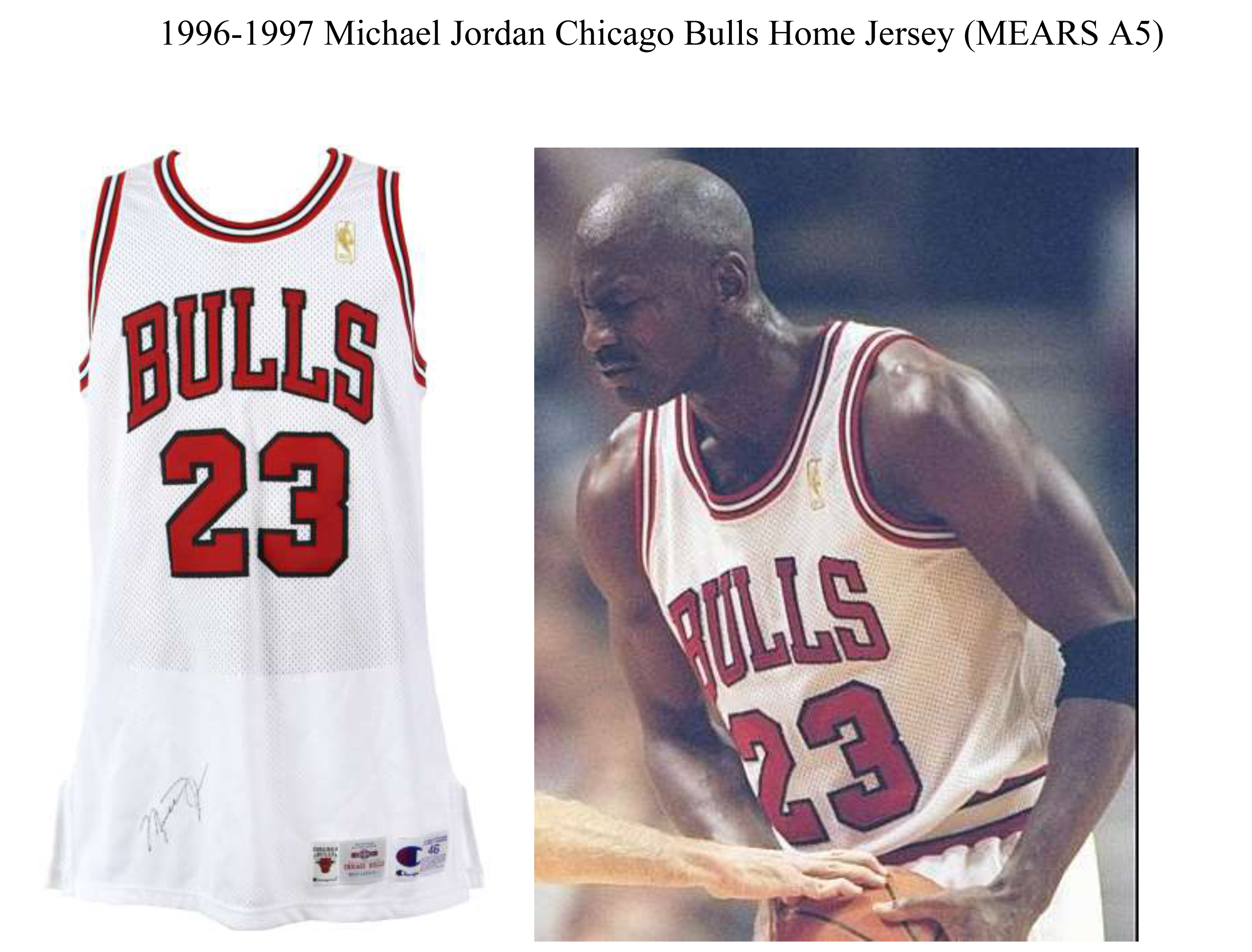 Lot - 1996-97 Michael Jordan Chicago Bulls Home Game Jersey Showcasing  Light Evident Use. MEARS A5.