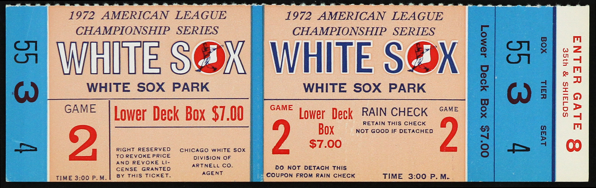Lot Detail 1972 American League Championship Chicago White Sox Ticket
