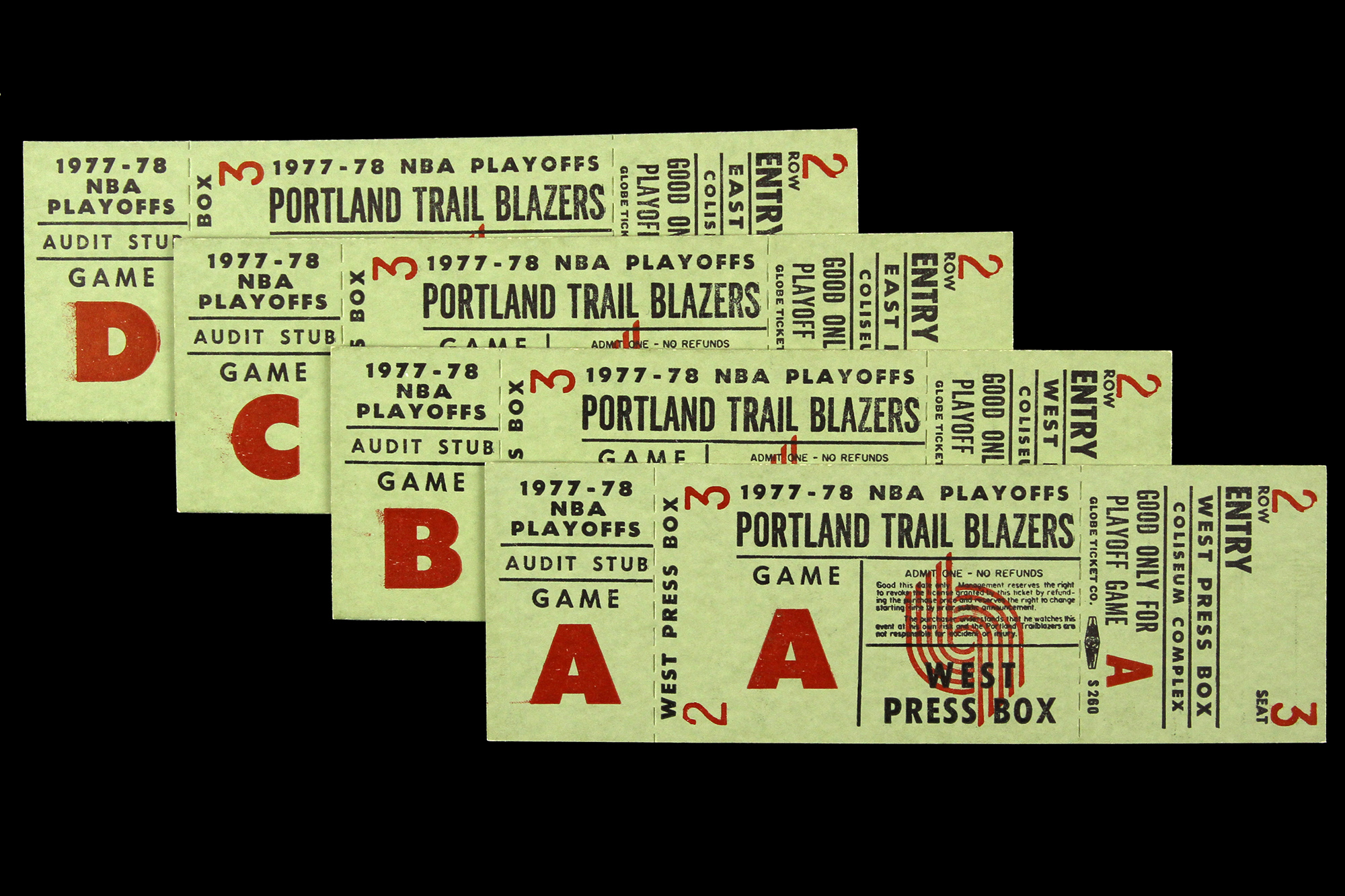 Lot Detail 197778 Portland Trail Blazers NBA Playoff Full Ticket (Lot of 4)