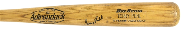 1980-82 Terry Puhl Houston Astros Signed Adirondack Professional Model Game Used Bat (MEARS LOA/JSA)