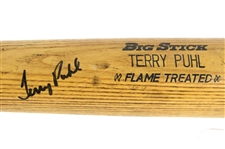 1980-82 Terry Puhl Houston Astros Signed Adirondack Professional Model Game Used Bat (MEARS LOA/JSA)