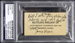1940 Oscar "Battling" Nelson Business Card (PSA/DNA Slabbed) 