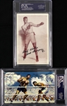1914-1927 Jack Dempsey Signed 3"x 5" Postcards  - Lot of 2 (PSA/DNA Slabbed)