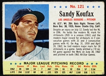 1963 Sandy Koufax Los Angeles Dodgers Post Trading Card 