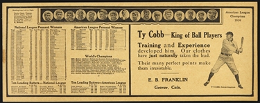 1915 High Grade Ty Cobb Detroit Tigers King of Ball Player’s E.B. Franklin Advertising Scorecard