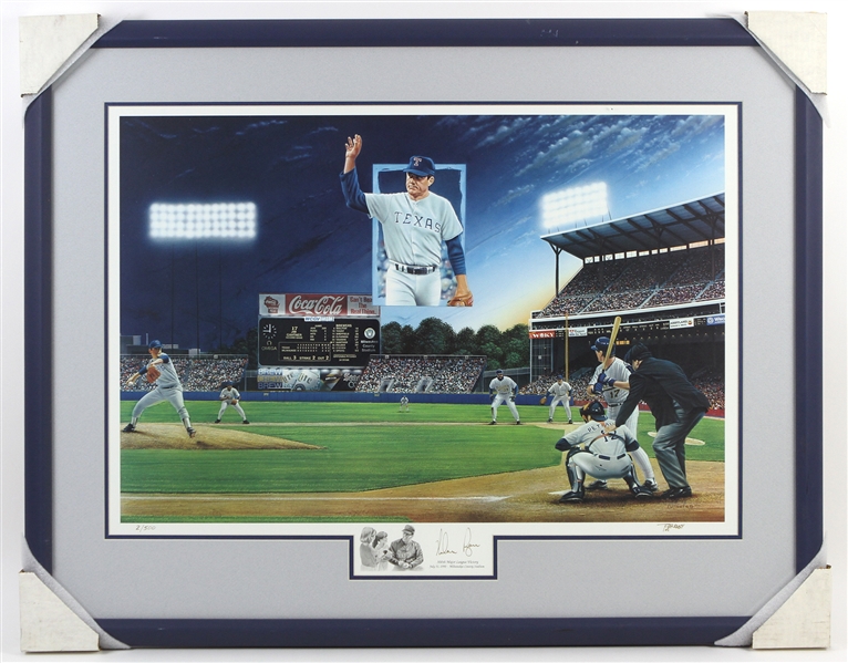 1990 Nolan Ryan Texas Rangers 300th Major League Victory Signed 30"x 39" Framed Print (JSA)