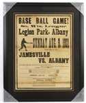 1931 Janesville vs Albany Southern Wisconsin League Baseball Game 28"x 34" Framed Advertisement
