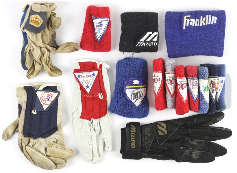 1980s-90s Game Worn Wristband & Batting Glove Collection - Lot of 15 (MEARS LOA) 