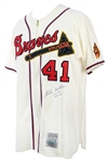 1990s Eddie Mathews Milwaukee Braves Signed & Inscribed Mitchell & Ness Jersey (JSA)