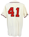 1990's Eddie Mathews Milwaukee Braves Signed & Inscribed Mitchell & Ness Jersey (JSA)