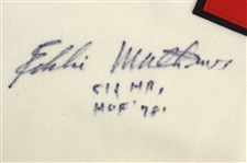 1990's Eddie Mathews Milwaukee Braves Signed & Inscribed Mitchell & Ness Jersey (JSA)