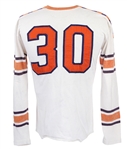 1940's-50's White/Orange/Navy #30 Game Worn Football Jersey (MEARS LOA) 