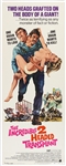 1971 The Incredible 2 Headed Transplant 14"x 36" Movie Poster 