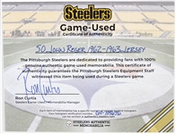 1962-63 John Reger Pittsburgh Steelers Game Worn Road Jersey (MEARS A10/Steelers COA)