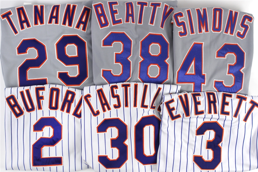 1991-1996 New York Mets Game Worn Jerseys Including Damon Buford, Jay Payton, Frank Tanana and More (Lot of 6) (MEARS LOA)