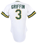 1985 Alfredo Griffin Oakland Athletics Game Worn Home Jersey (MEARS LOA)