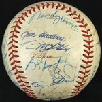 1990 Circa Milwaukee Brewers Team Signed OAL Brown Baseball w/ 27 Signatures Including Robin Yount, Jim Gantner and more (JSA)