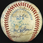 1990 Circa Milwaukee Brewers Team Signed OAL Brown Baseball w/ 27 Signatures Including Robin Yount, Jim Gantner and more (JSA)