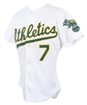 1991 Walt Weiss Oakland Athletics Game Worn Home Jersey (MEARS LOA)