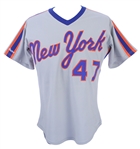1987 Jesse Orosco New York Mets Game Worn Road Jersey (MEARS LOA) One Year Only Style