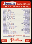 1956 Philadelphia Phillies Tastykake Pocket Schedule 
