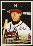 1957 Style John DeMerit Milwaukee Braves Signed Trading Card (JSA)