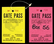 1978-1979 Green Bay Packers Gate Passes