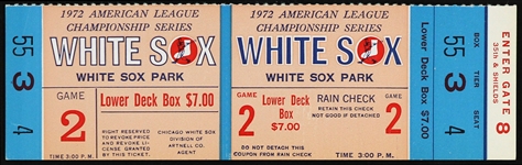 1972 American League Championship Chicago White Sox Ticket