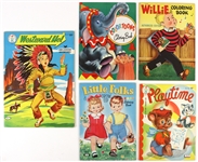 1950s Coloring Books Including Willie, Little Folks, Westward Ho! and more (Lot of 5)
