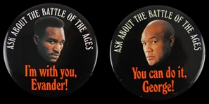 1991 Evander Holyfield / George Foreman 2 1/4" Pinback Buttons