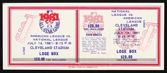 1981 All-Star Game American League vs National League Ticket 